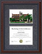 National-Louis University (NLU) Diploma Frame with Campus Lithograph