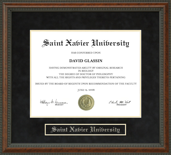 Saint Xavier University (SXU) Diploma Frame Wordyisms