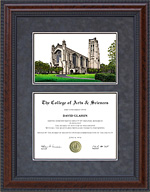 University of Chicago Diploma Frame with Campus Lithograph