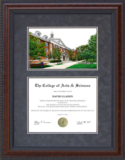 Diploma Frame with Illinois State University (ISU) Campus Lithograph