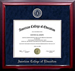 American College of Education UltraSuede Diploma Frame