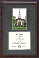 Hanover College Document Frame with Campus Lithograph