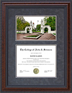 Indiana University (IU) Diploma Frame with Campus Lithograph