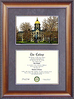 Notre Dame Diploma Frame with Campus Lithograph