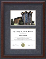 Diploma Frame with Valparaiso University (Valpo) Campus Lithograph