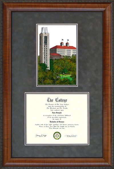 University of Kansas (KU) Diploma Frame with Campus Lithograph