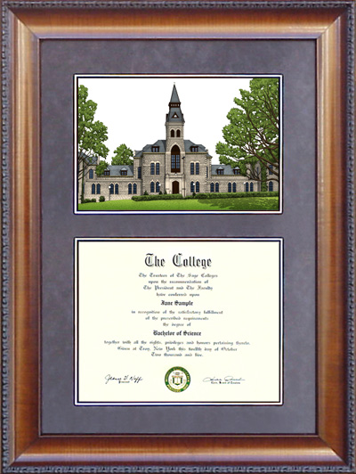 Kansas State University (K-State) Diploma Frame with Campus Lithograph