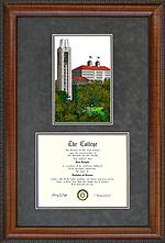 University of Kansas (KU) Diploma Frame with Campus Lithograph