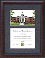 Georgetown College (GC) Diploma Frame with Campus Lithograph