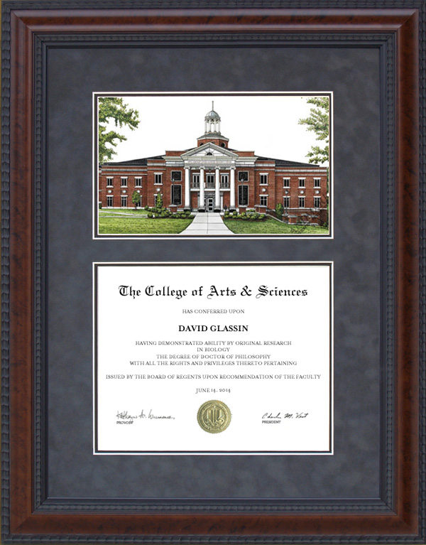 Diploma Frame with Licensed College (GC) Campus Lithograph