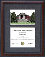 University of Louisville (U of L) Diploma Frame with Campus Lithograph