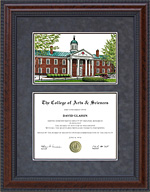 Diploma Frame with Licensed Brandeis School of Law Campus Lithograph