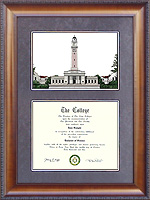 Louisiana State (LSU) Diploma Frame with Campus Lithograph
