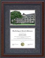 Tulane University Diploma Frame with Campus Lithograph