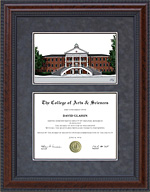 University of Louisiana (UL Lafayette) Diploma Frame with Campus Lithograph