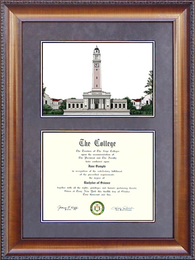 Louisiana State (LSU) Diploma Frame with Campus Lithograph