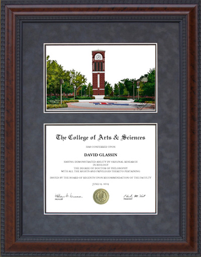 Louisiana Tech Diploma Frame with Campus Lithograph