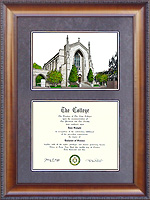 Boston University (BU) Diploma Frame with Campus Lithograph