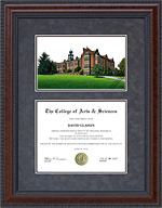 Towson University Diploma Frame with Campus Lithograph