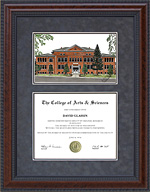 Eastern Michigan University (EMU) Diploma Frame with Campus Lithograph