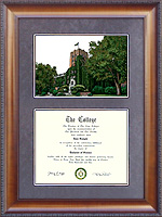 University of Michigan (U-M) Diploma Frame with Campus Lithograph