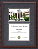 Western Michigan University (WMU) Diploma Frame with Campus Lithograph