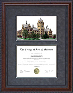 Wayne State University (WSU) Diploma Frame with Campus Lithograph