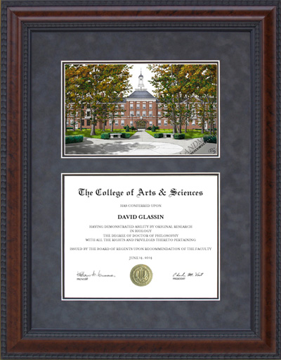 Miami University Diploma Frame with Campus Lithograph