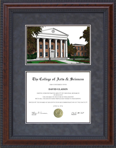 University of Mississippi (Ole Miss) Diploma Frame with Campus Lithograph