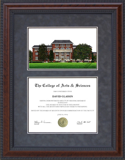 Mississippi State University (MSU) Diploma Frame with Campus Lithograph