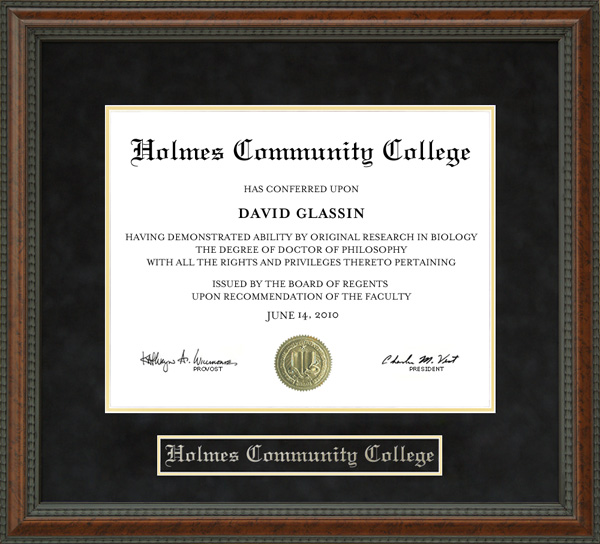 Holmes Community College Diploma Frame Wordyisms
