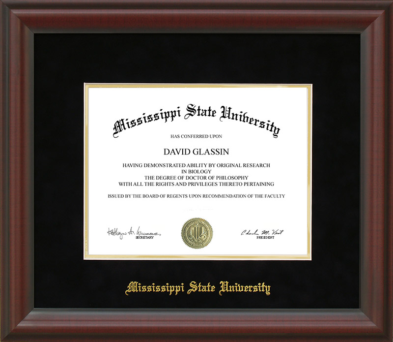 Mississippi State University Custom Diploma Frame Wordyisms