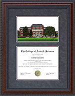 Mississippi State University (MSU) Diploma Frame with Campus Lithograph