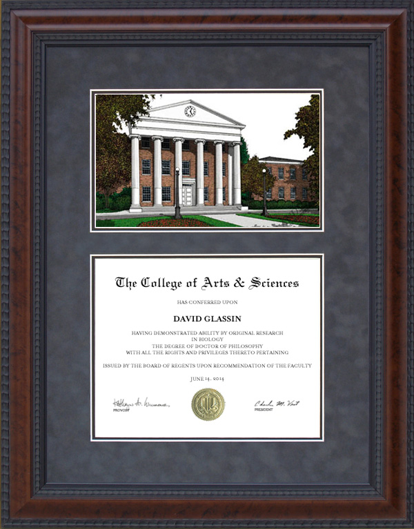 Diploma Frame with University of Mississippi (Ole Miss) Lithograph