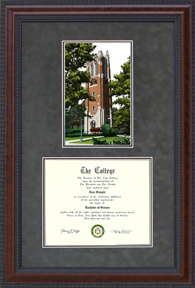 Michigan State University Diploma Frame with Beaumont Tower Lithograph