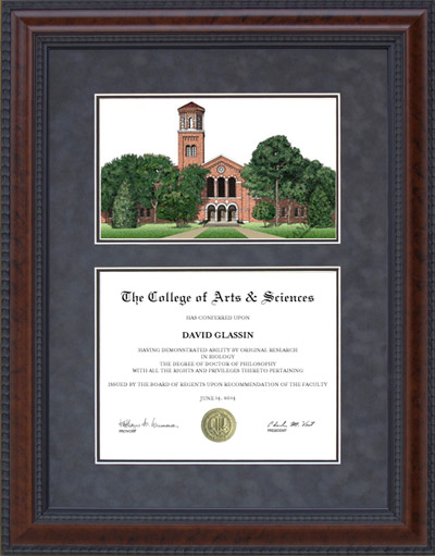 Diploma Frame with Midwestern State University (MSU) Campus Lithograph