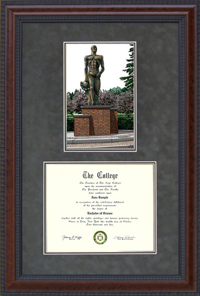 Michigan State Diploma Frame with Spartan Statue Lithograph