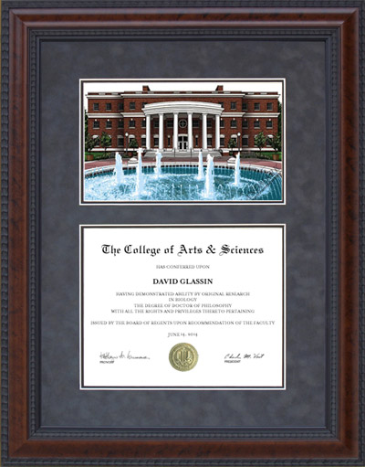 University of Mary Washington (UMW) Diploma Frame with Campus Lithograph