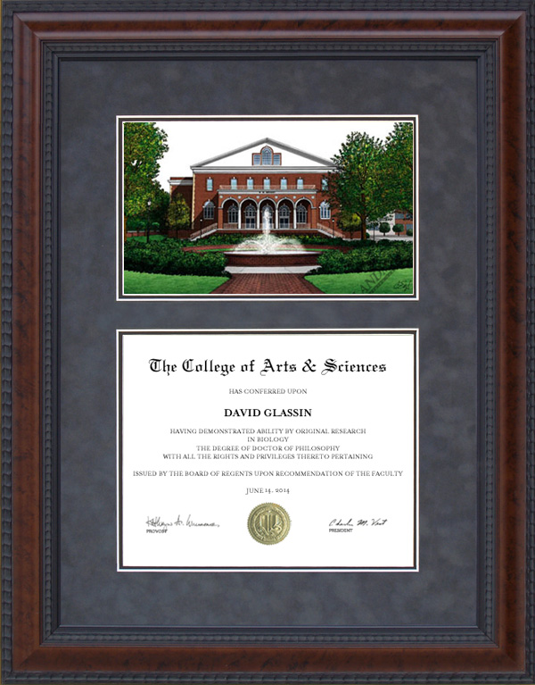 Diploma Frame with East Carolina University (ECU) Campus Lithograph Wordyisms