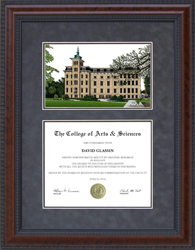 North Central College (NCC) Diploma Frame with Campus Lithograph