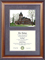 University of New Hampshire (UNH) Diploma Frame with Campus Lithograph