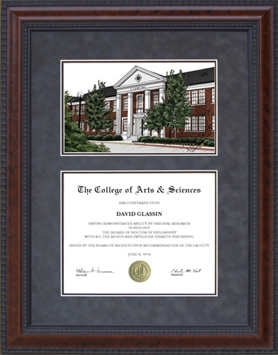 Nicholls State University (NSU) Diploma Frame with Campus Lithograph