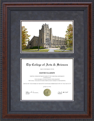 University of Northern Colorado (UNC) Diploma Frame with Campus Lithograph
