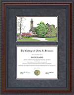 Cornell Diploma Frame with Campus Lithograph