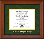 Russell Sage College Diploma Frame in Green Suede