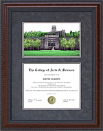 Diploma Frame with Licensed West Point (USMA) Campus Lithograph