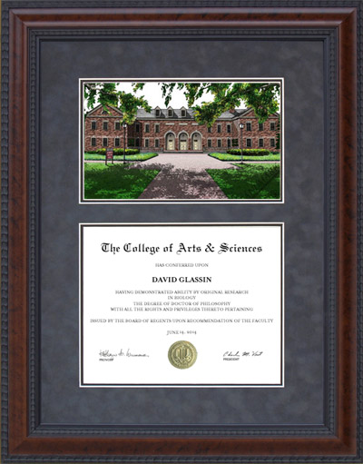 Old Dominion University (ODU) Diploma Frame with Campus Lithograph