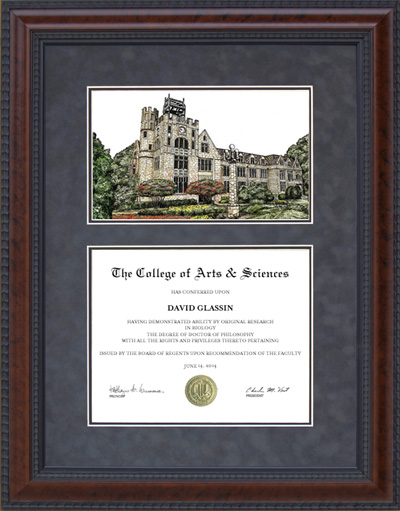 Oglethorpe University Diploma Frame with Campus Lithograph