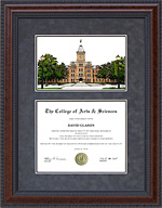 Ohio State (OSU) Diploma Frame with Campus Lithograph