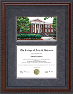University of Akron (UA) Diploma Frame with Campus Lithograph